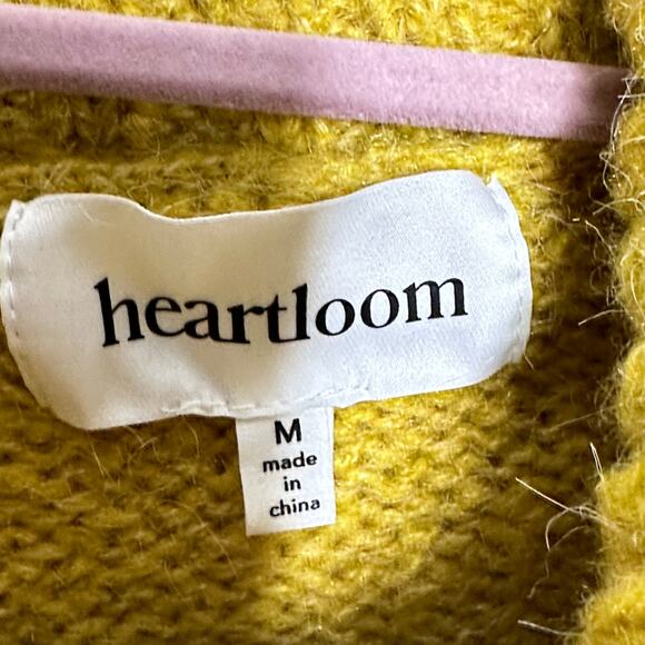 HEARTLOOM Beth Cardi Sweater Full Zip Cable Knit Citron Yellow {RR39} - Picture 8 of 9